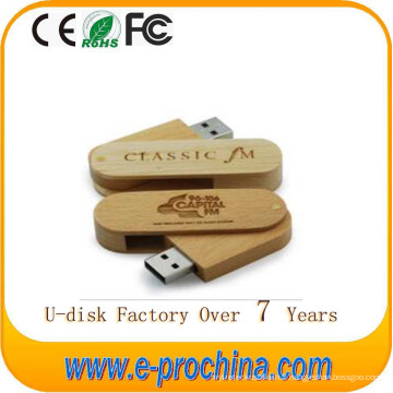Clé USB en bois Flash Memory Swivel Clé USB Drive